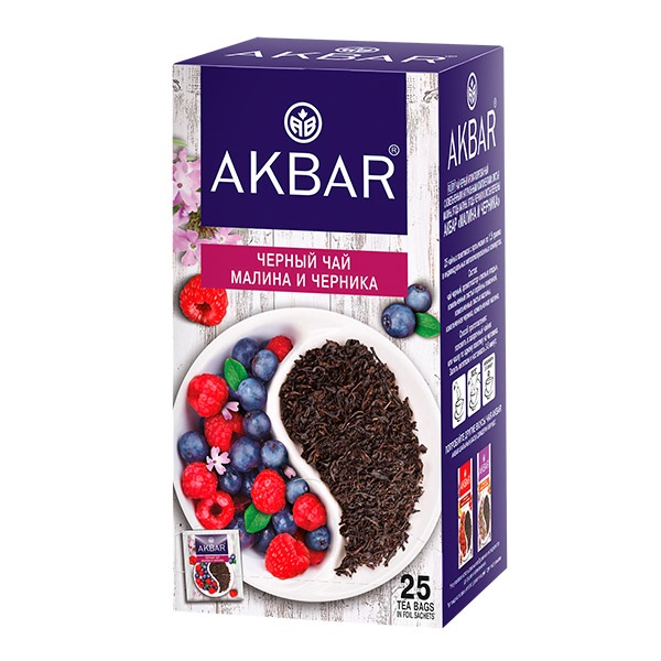 Чай черн. пак. AKBAR 38 гр. 25 пак. Малина и черника