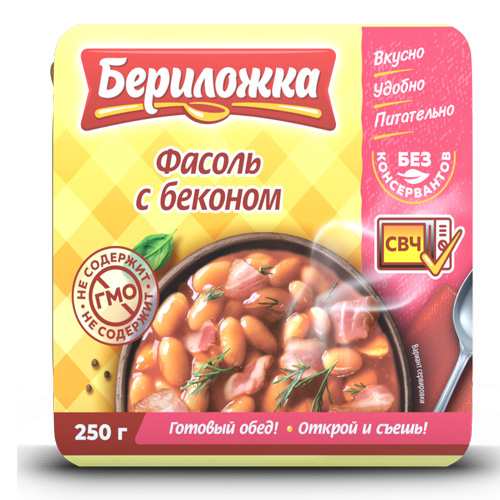 Консервы фасоль с беконом (ламистер) 250 г / / бериложка