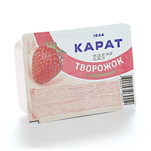 Творожный продукт КАРАТ 100 гр. 9% Творожок Клубника