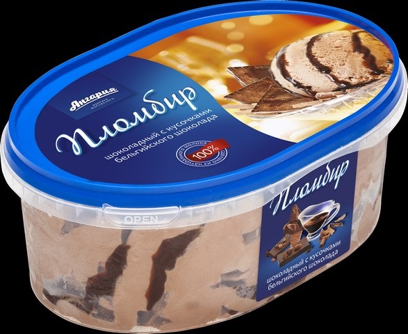 Мороженое АНГАРИЯ 450 гр. Пломбир шоколадный с бельг.шок. и топпингом ванна