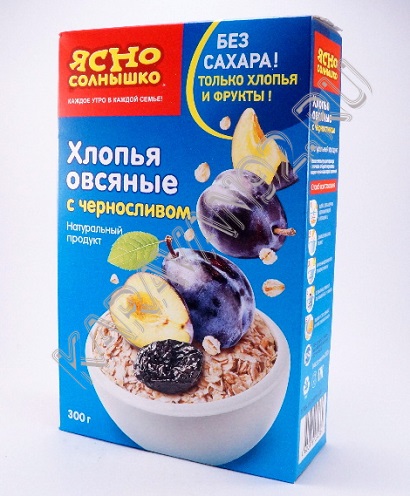Хлопья овсяные ЯСНО СОЛНЫШКО с черносливом 300г.