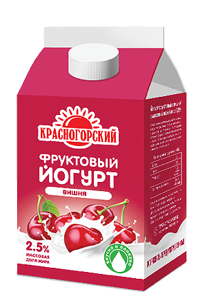 Йогурт КРАСНОГОРСКИЙ 500 мл. 2,5% со вкусом вишни