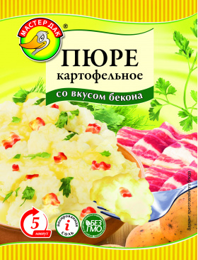 Пюре картофельное со вкусом бекона NЕW 34гр ТМ "Мастер Дак"