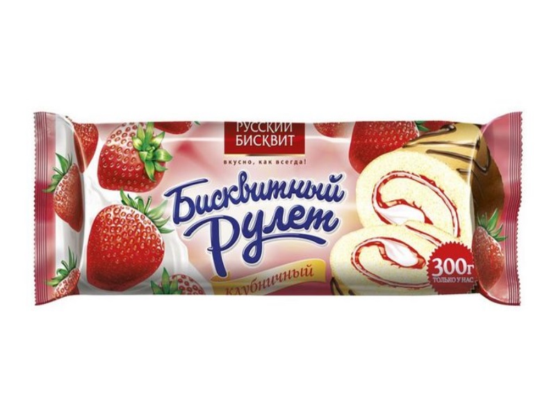 Клубничный рулет бисквитный