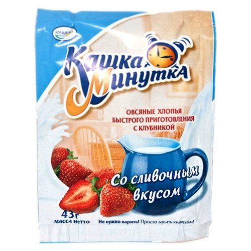 Каша МИНУТКА 43гр овсяная СО СЛИВКАМИ Клубника