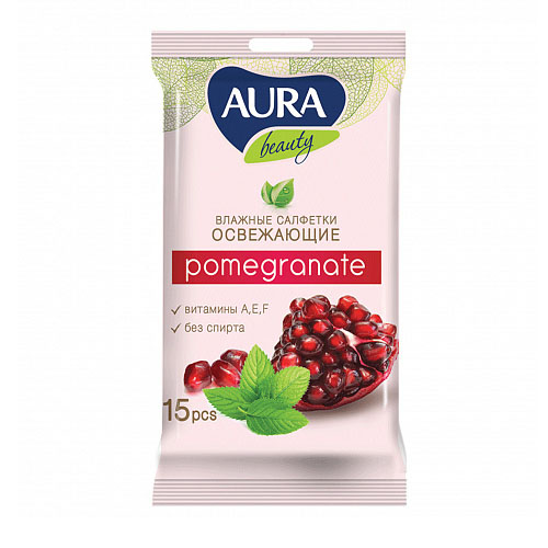 Влажные салфетки AURA 15 шт. Beauty Освежающие