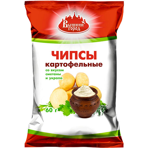 ЧИПСЫ Картофельные со Вкусом Сметаны и Укропа 60 г / Вышний город
