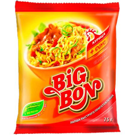Лапша б/п BIG BON 75 гр. Курица, соус сальса пак.