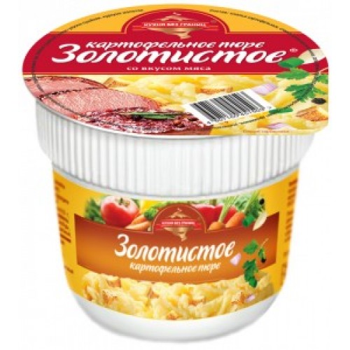 Пюре картоф. б/п ЗОЛОТИСТОЕ 40 гр. Мясо, гренки стак. (Дубль 119649)