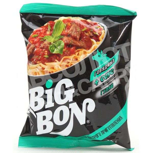 Лапша б/п BIG BON 75 гр. Говядина, соус гуляш пак.