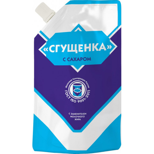 Продукт молокосодержащий молочно-растительный Сгущенка с сахаром Юбилейная дой-пак 300гр. 1/20 ВМКЗ