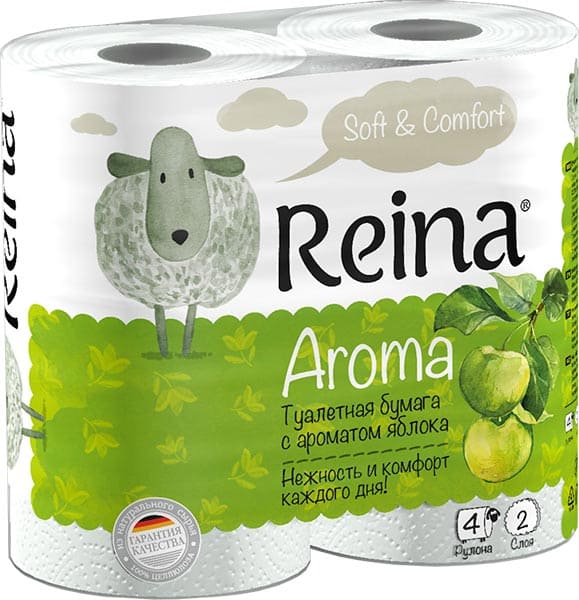 Туалетная бумага REINA Aroma Яблоко 2 сл. 4 шт.
