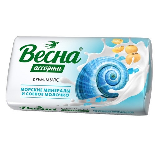 Мыло туалетное ВЕСНА 90 гр. Ассорти Морские минералы и соевое молочко