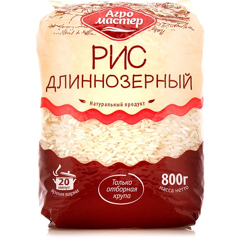 Рис АГРОМАСТЕР 800 гр. Длиннозерный пропаренный