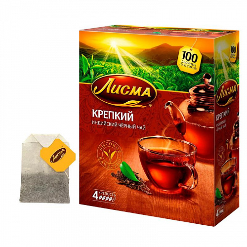 Чай черн. пак. ЛИСМА 200 гр. 100 пак. Крепкий с/я карт. кор.