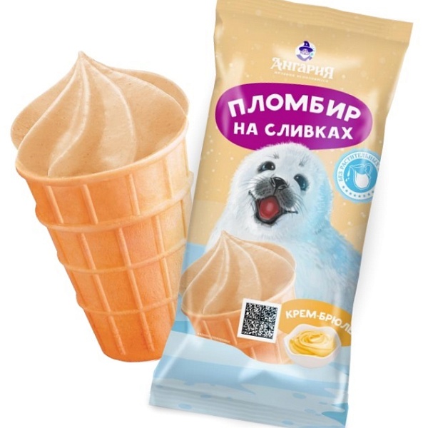 Мороженое ПЛОМБИР НА СЛИВКАХ 80 гр. Крем-брюле ваф.ст.