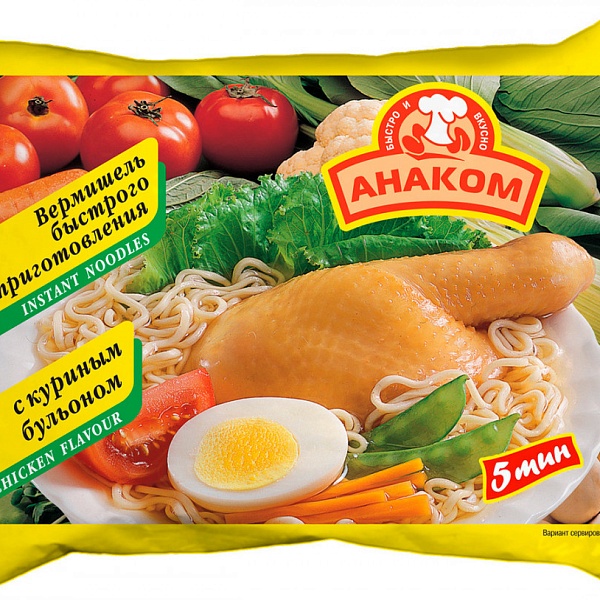 Вермишель б/п АНАКОМ 60 гр. Со вкусом курицы (ОСП Вологодское)