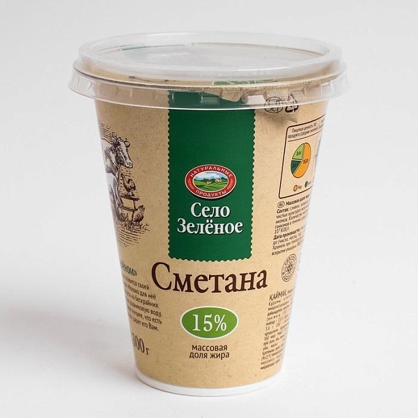 Сметана СЕЛО ЗЕЛЕНОЕ 300 гр. 15% пл.ст.
