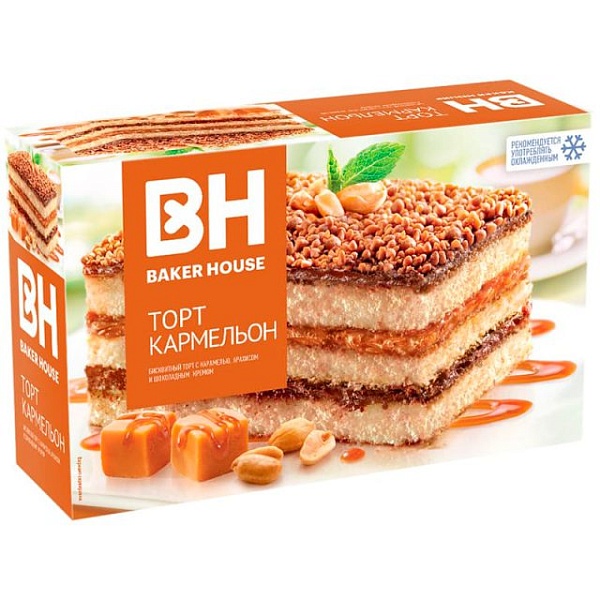 Торт baker house 350 гр. бисквитный трехслойный x (ОСП Вологодское)
