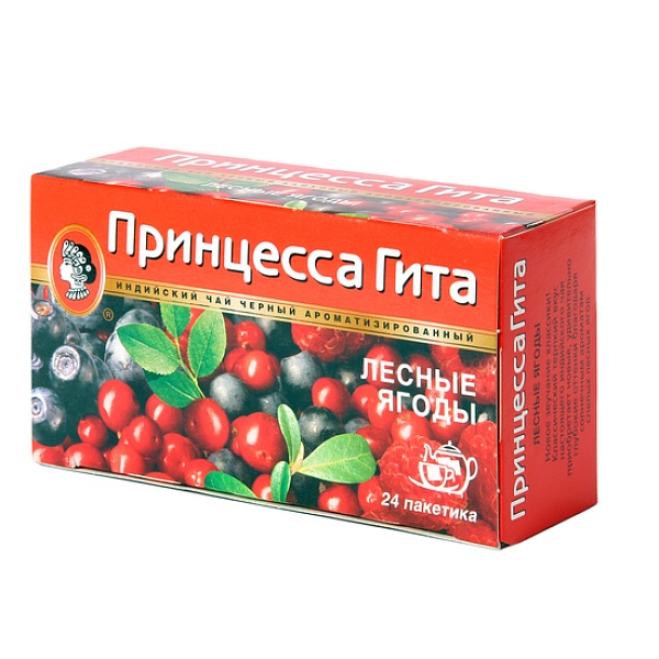 Чай черн. пак. ПРИНЦЕССА ГИТА 36 гр. 24 пак. Лесные ягоды б/я карт. кор.