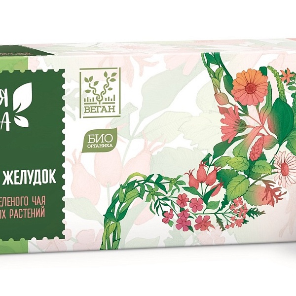Чай зел. пак. ФИТОЧАЙ 37,5 гр. 25 пак. Довольный Желудок с/я карт. кор.