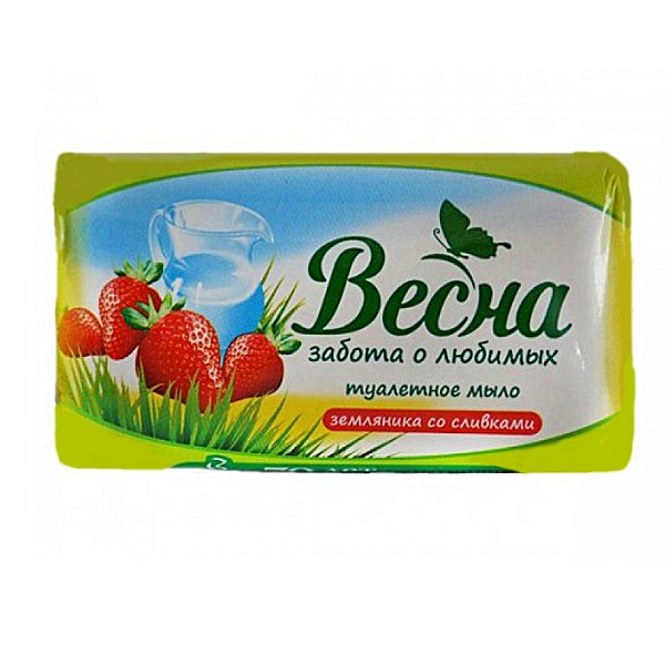 Мыло туалетное ВЕСНА 90 гр. Земляника, сливки