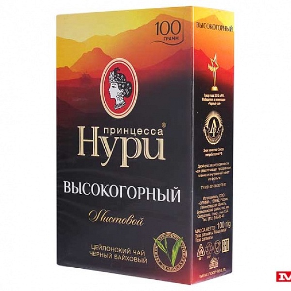 Чай черн. лист. ПРИНЦЕССА НУРИ 100 гр. Гранулир. Высокогорный карт. кор.