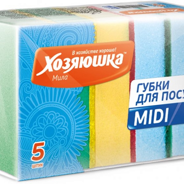 Губка для посуды ХОЗЯЮШКА МИЛА 5 шт. Midi