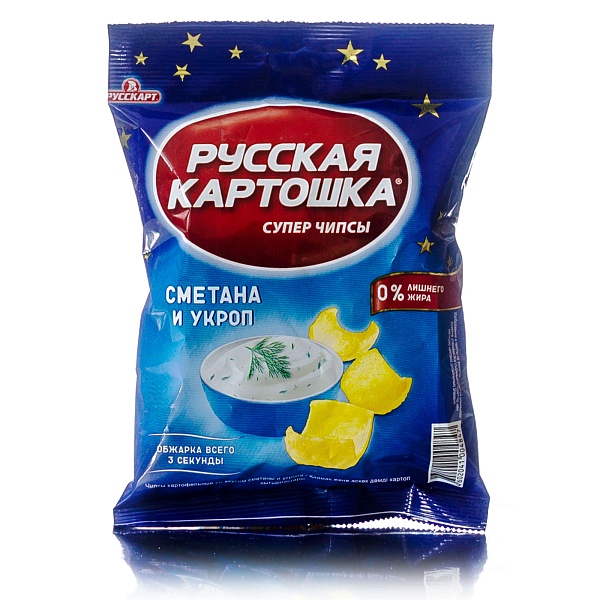 Чипсы РУССКАЯ КАРТОШКА 20гр Сметана укроп