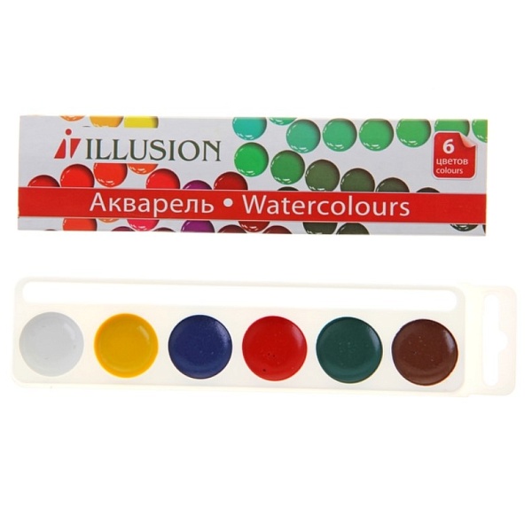 Акварель Гамма ILLUSION 6 цветов в картонной коробке без кисти