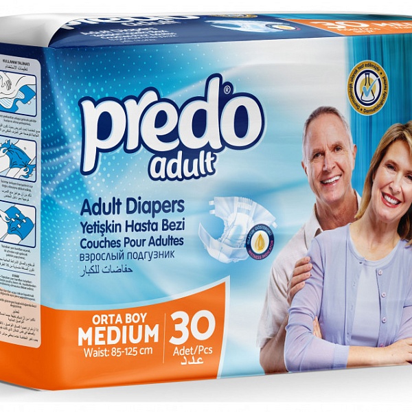 Подгузники для взрослых PREDO 30 шт. Размер M