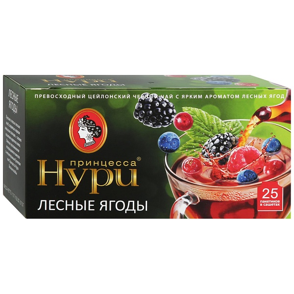 Чай черн. пак. ПРИНЦЕССА НУРИ 37,5 гр. 25 пак. Ягодный с/я карт. кор.