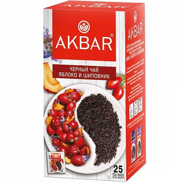 Чай черн. пак. AKBAR 38 гр. 25 пак. Яблоко и шиповник