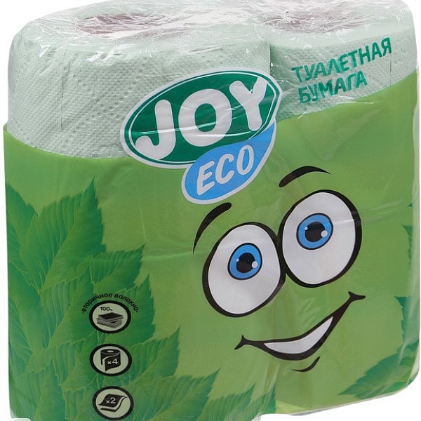 Туалетная бумага Joy Eco 2 слоя 4 шт. Зеленая