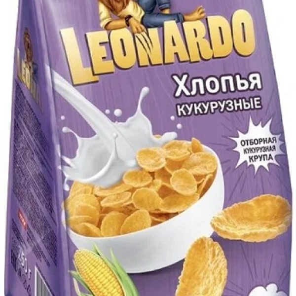 Готовый завтрак LEONARDO 250 гр. Хлопья кукурузные