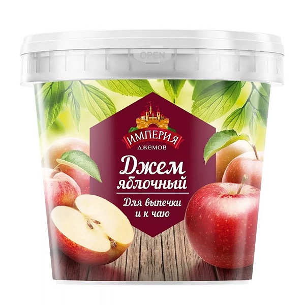 Джем ИМПЕРИЯ ДЖЕМОВ 1 кг. Яблочный к чаю ведро ПЭТ