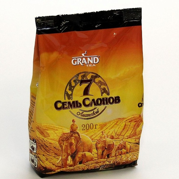 Чай черн. лист. GRAND 200 гр. 7 Слонов Цейлонский фольг. пак.