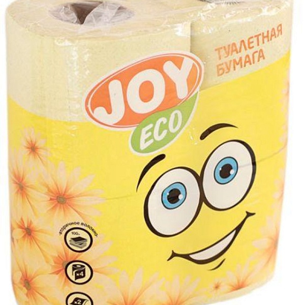 Туалетная бумага Joy Eco 2 слоя 4 шт. Желтая