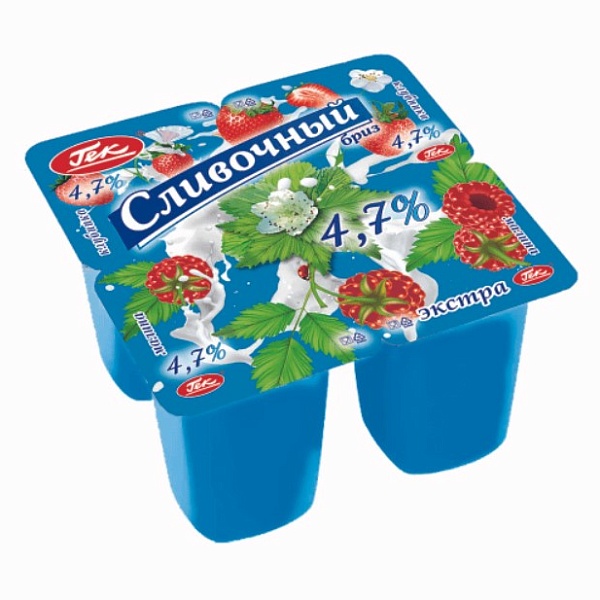 Йогурт прод. ГЕК слив. бриз экстра 4,7% Малина/Клубника 100 гр.