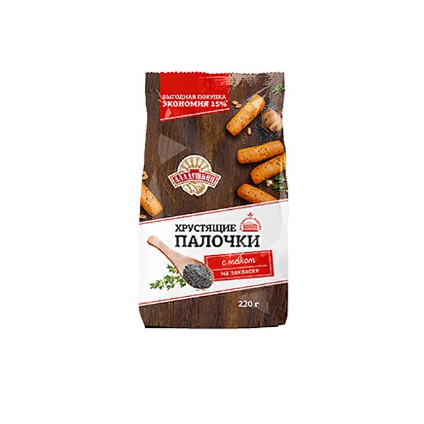 Палочки хлебные ОХТИНСКОЕ 220 гр. хрустящие с маком