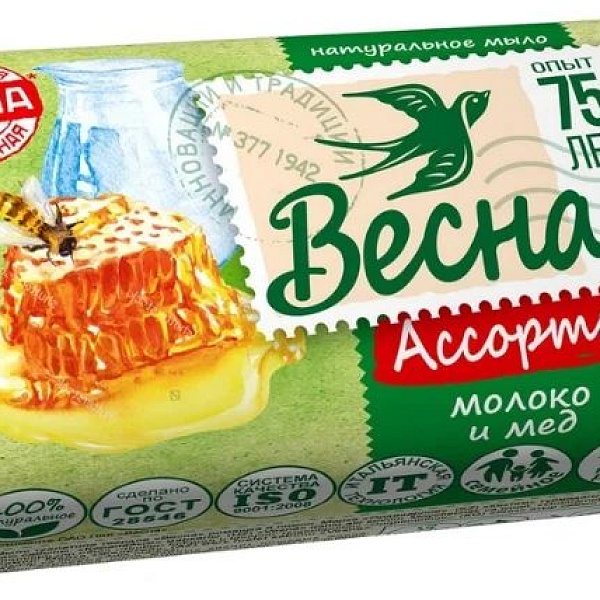 Мыло туалетное ВЕСНА 90гр молоко и мед