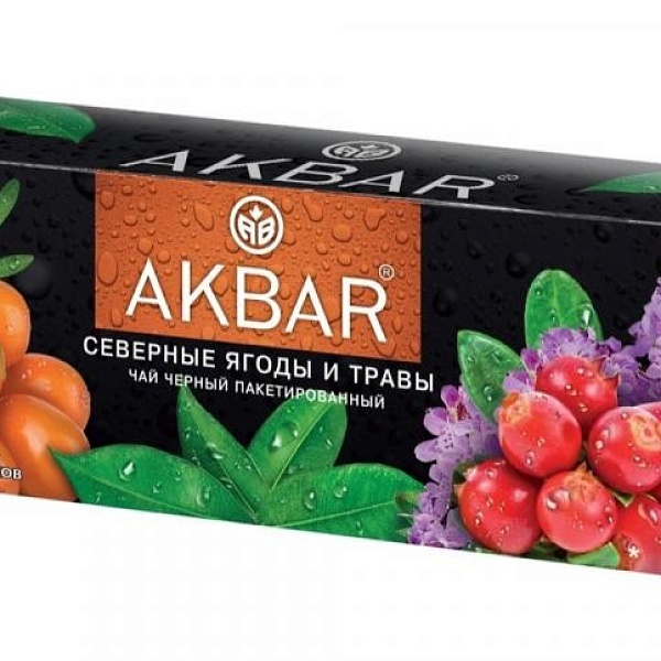 Чай черн. пак. AKBAR 38 гр. 25 пак. Северны ягоды и травы