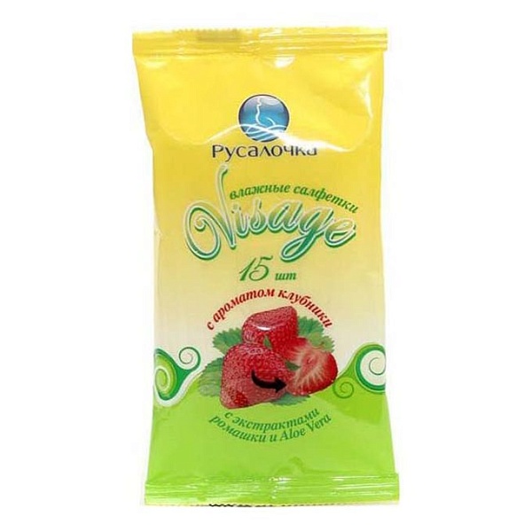 Салфетки влажные РУСАЛОЧКА Клубника 15 шт. ECO LINE