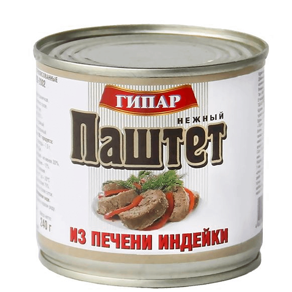 Паштет ГИПАР 240 гр. Нежный Со вкусом печени индейки