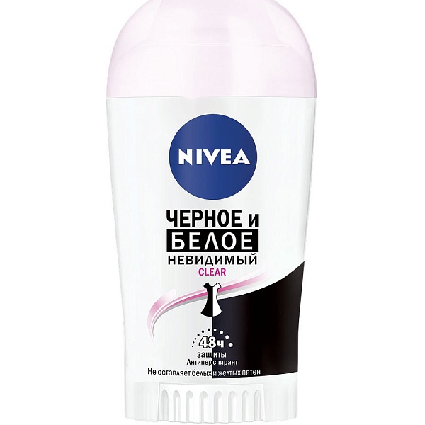 Дезодорант-стик НИВЕА 40 мл. 48 ч. невидимая защита чер. и бел.