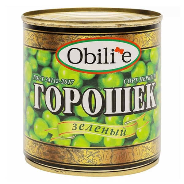 Горошек зеленый OBILIE 400гр ж/б