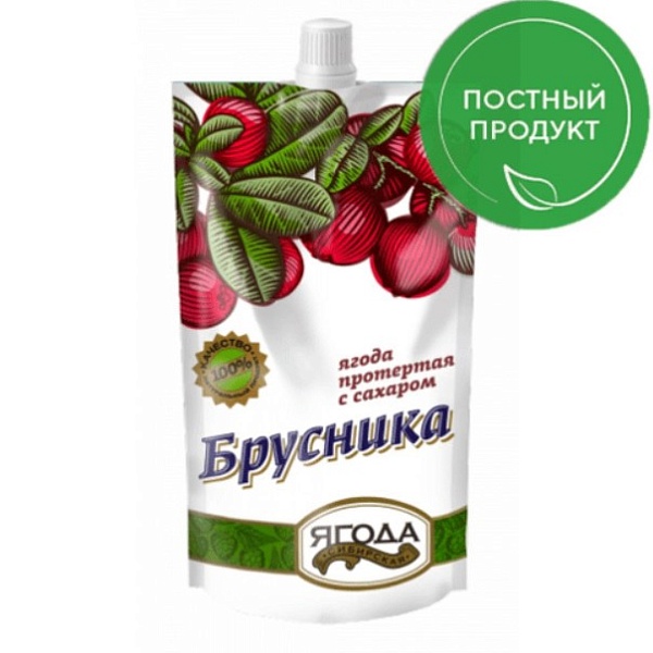 Ягода СИБИРСКАЯ ЯГОДА 280 гр. Брусника протёртая с сахаром