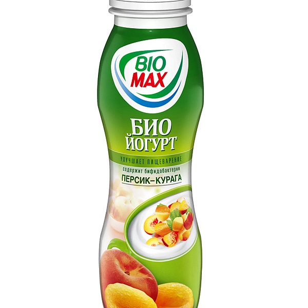 Биойогурт питьевой BIOMAX 300 гр. Персик, курага 2,7%