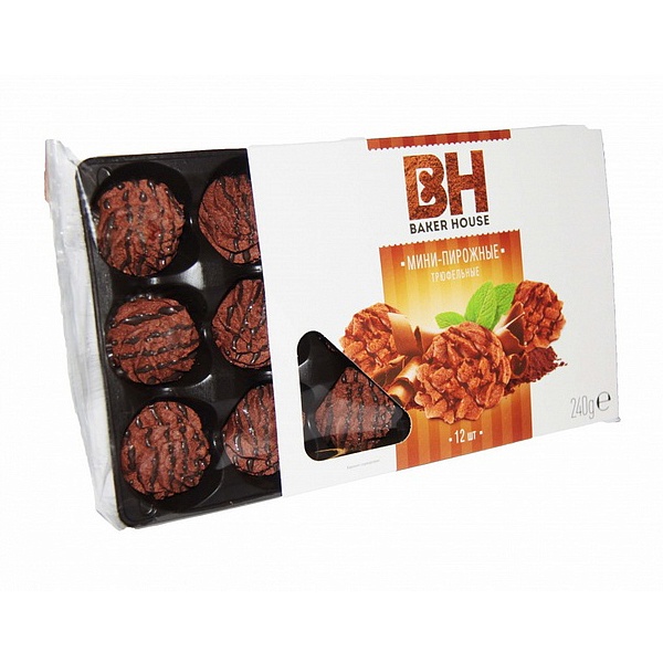 Мини-пирожные BAKER HOUSE 240 гр. Трюфель Крошковые