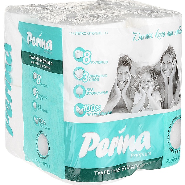 Туалетная бумага Perina Perfect White 3 сл. 8 шт.